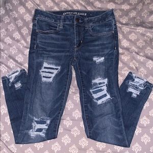 Distressed and Patched AEO Jeggings